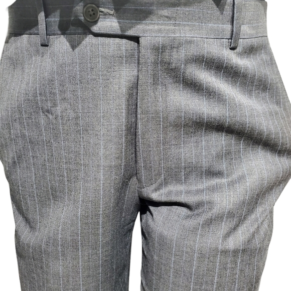 Tessuto Italiano Wool Suit 40 Reg x 36 Grey Baby Blue Chalkstripe - Picture 5 of 9